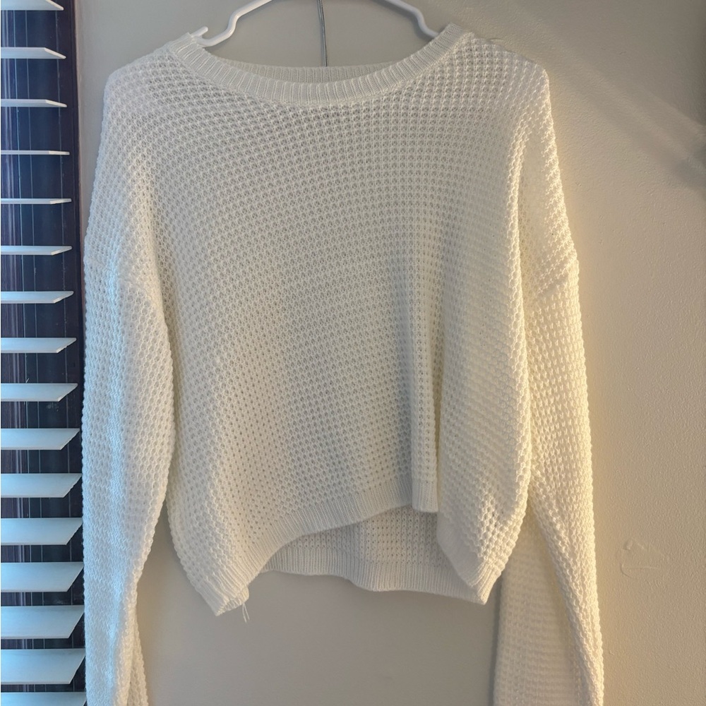 SHEIN Cream Textured Knit Sweater